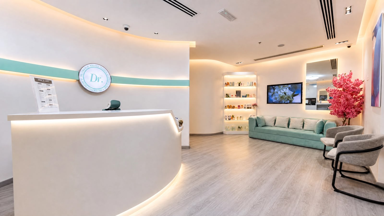 Dr Omar Al Khalili Clinic reception and waiting area in Umm Al Sheif, Dubai